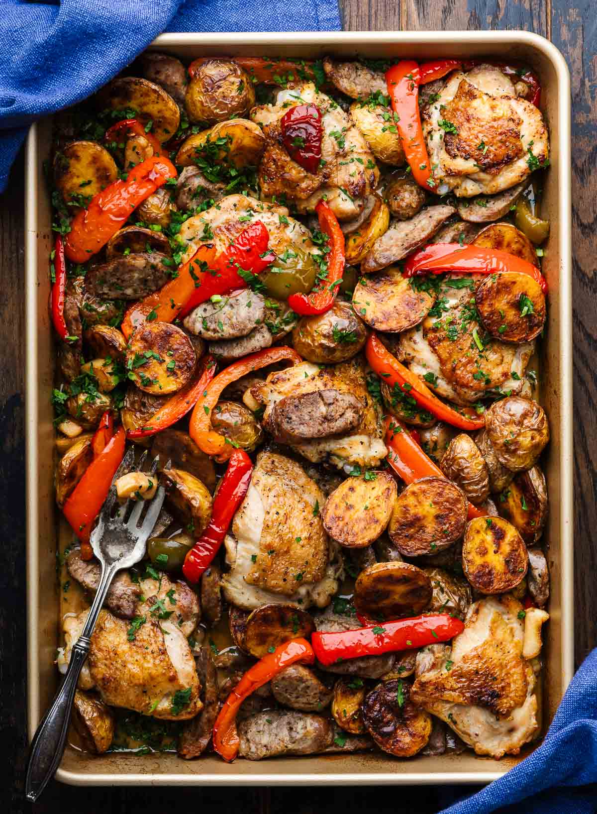 Large pan of chicken scarpariello.