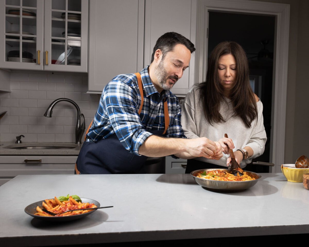Jim and Tara on cookbook shoot.