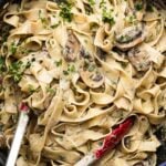 Garlic mushroom pasta Pinterest image.