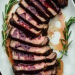 Ribeye steak with red wine sauce Pinterest image.