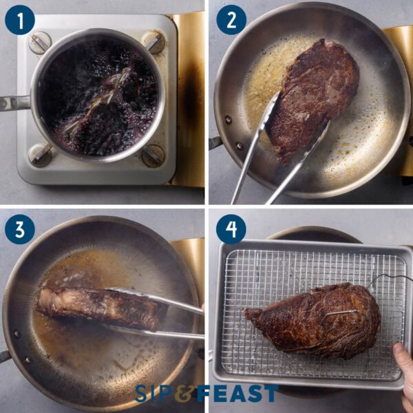 Ribeye Steak with Red Wine Sauce