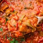 Veal and peppers Pinterest image.