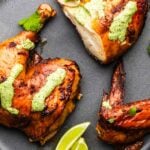 Peruvian chicken with green sauce Pinterest image.
