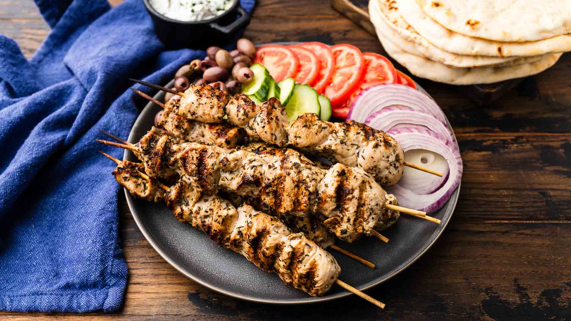 Chicken Souvlaki with Tzatziki - Easy Greek Chicken Skewers